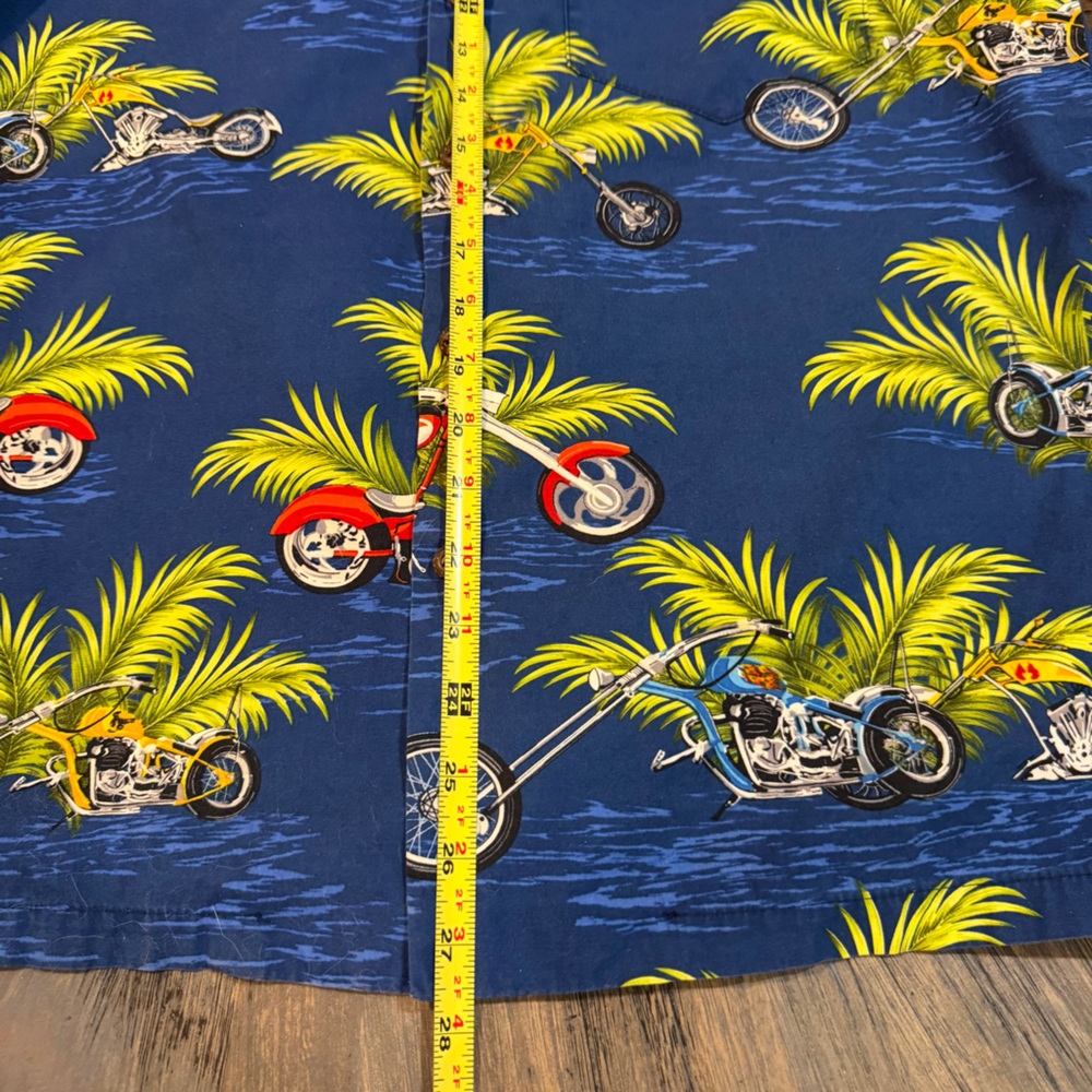Aloha Republic Hawaii Motorcycle Hula Girl Shirt Men’s Medium Blue Cotton‎ - Picture 5 of 6